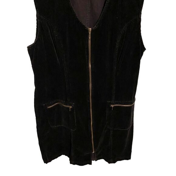 Vintage Avenue Black Corduroy Velvet Sleeveless Mini Dress in Size 14 W - Picture 5 of 6